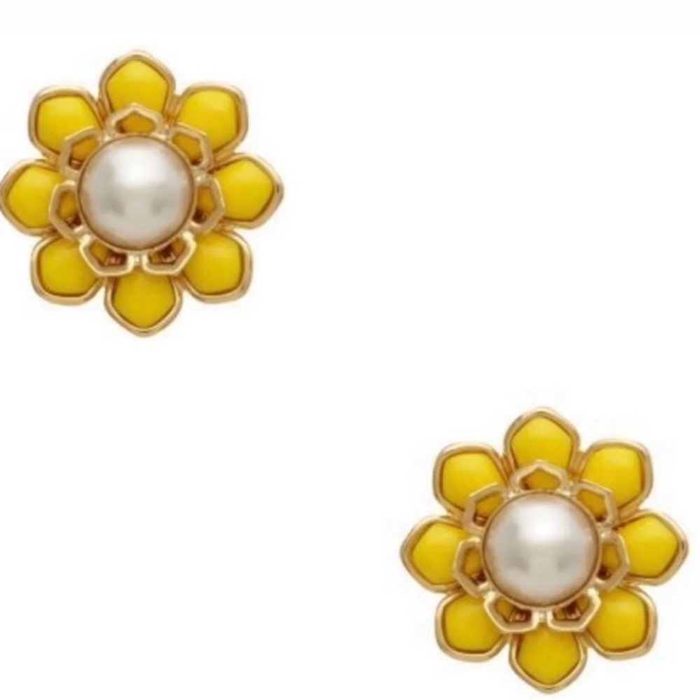 $78 Kate Spade sweet zinnia stud earrings yellow & gold